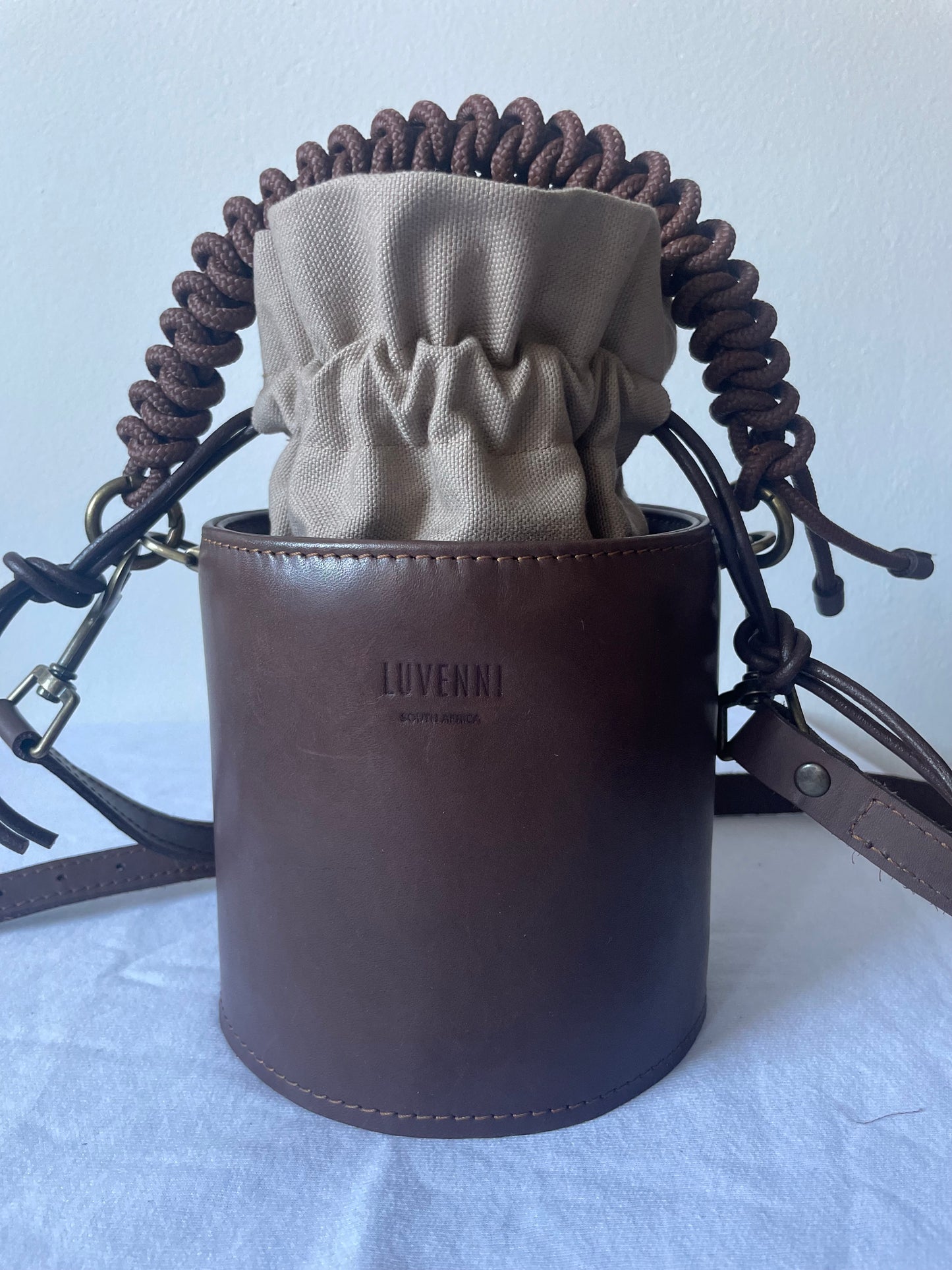 Leather bucket bag