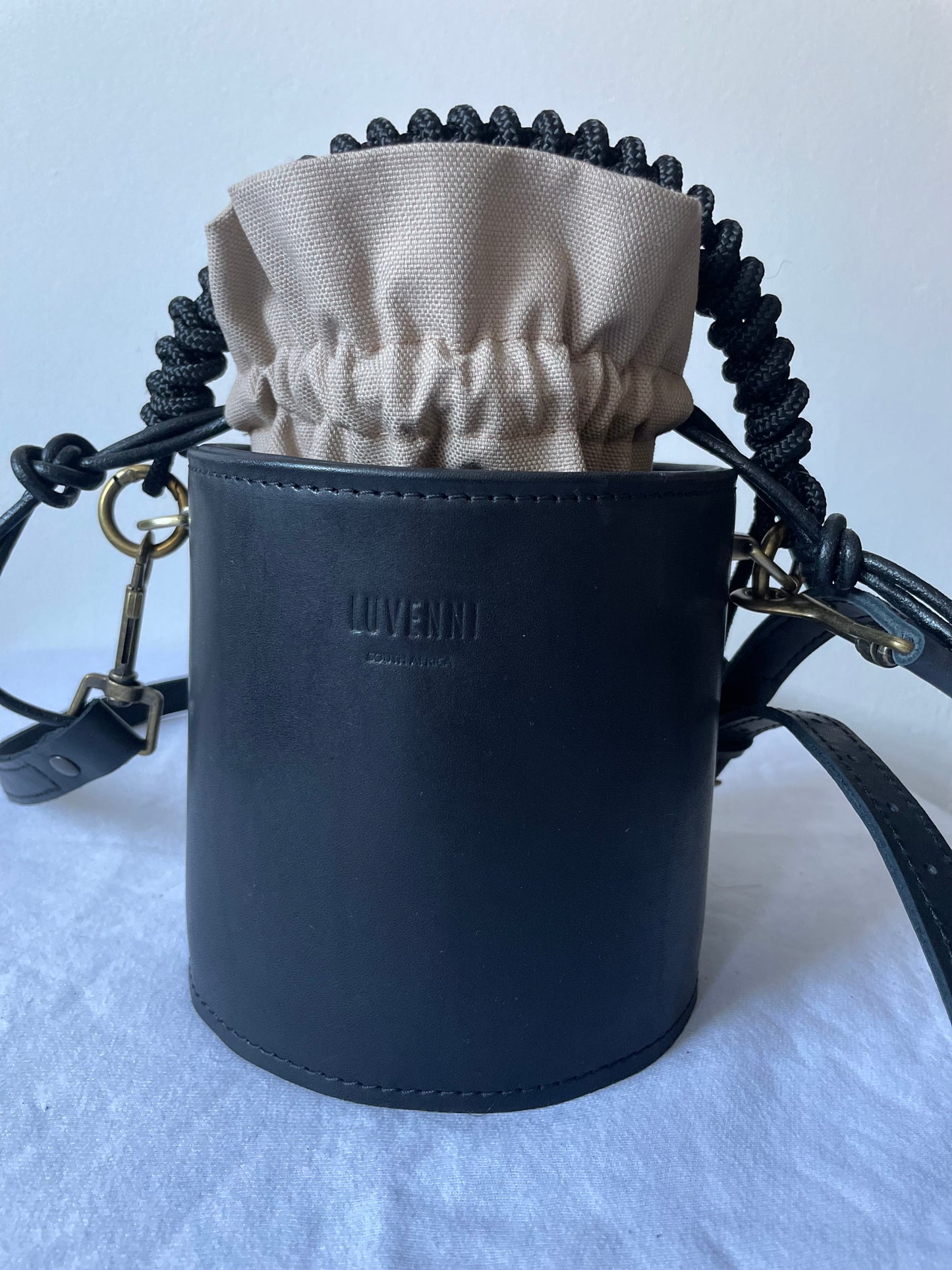Leather bucket bag